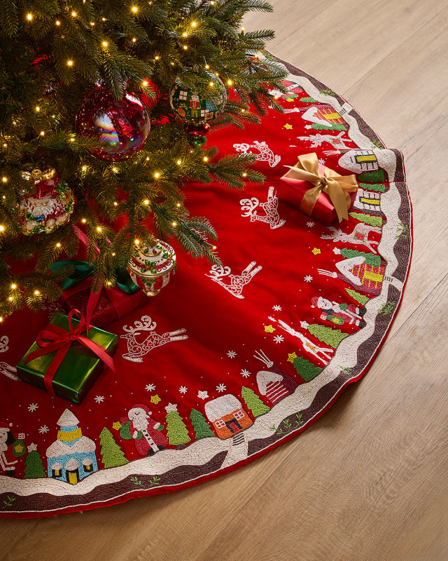 60" Christmas Scene Tree Skirt